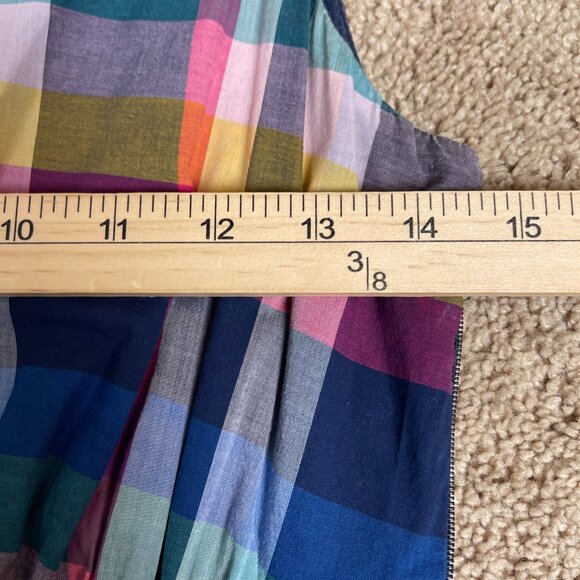 J Crew Dress Womens 0 Colorful Plaid Sleeveless Side Zip Button Front Sundress - Picture 6 of 9